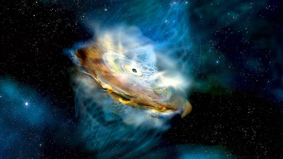 A black hole surrounded by gas and dust
