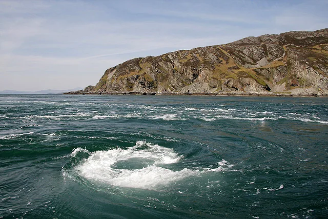 The Corryvreckan whirlpool off the coast of Scotland