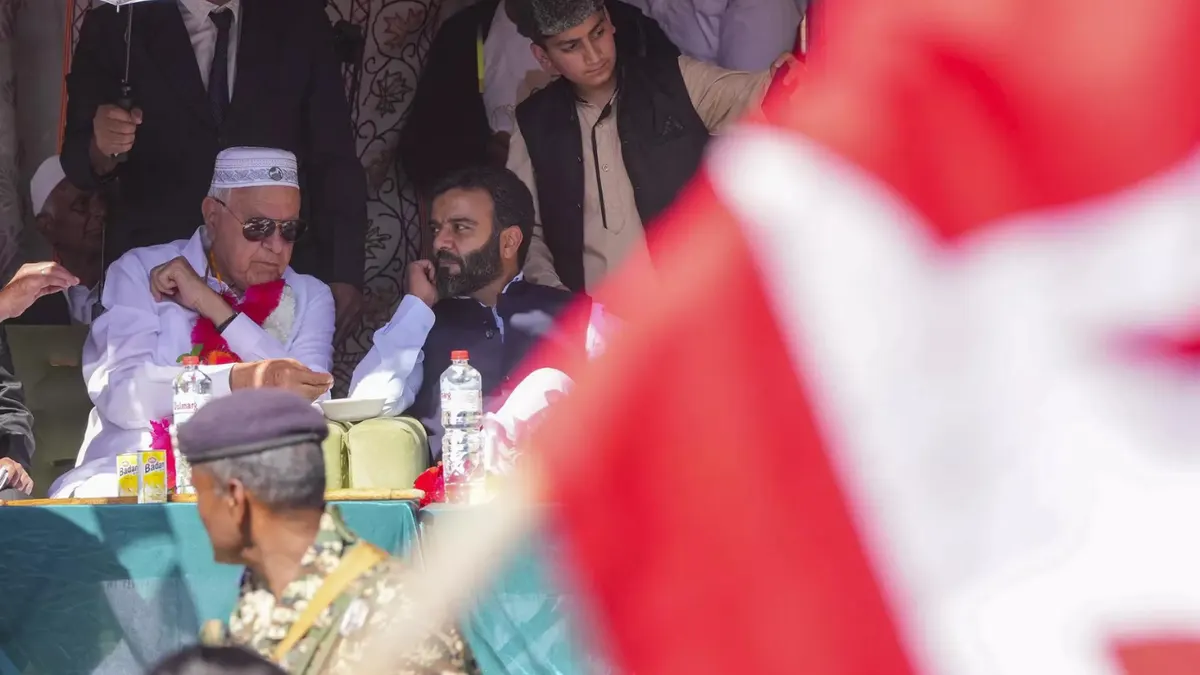 Farooq Abdullah at an election rally, 2024