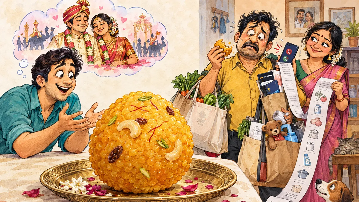 పెళ్లి కలలు కంటున్న బ్రహ్మచారి, సామాన్ల లిస్టుతో సతమతమవుతున్న భర్త