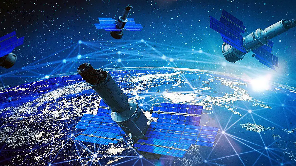 A network of satellites orbiting the Earth