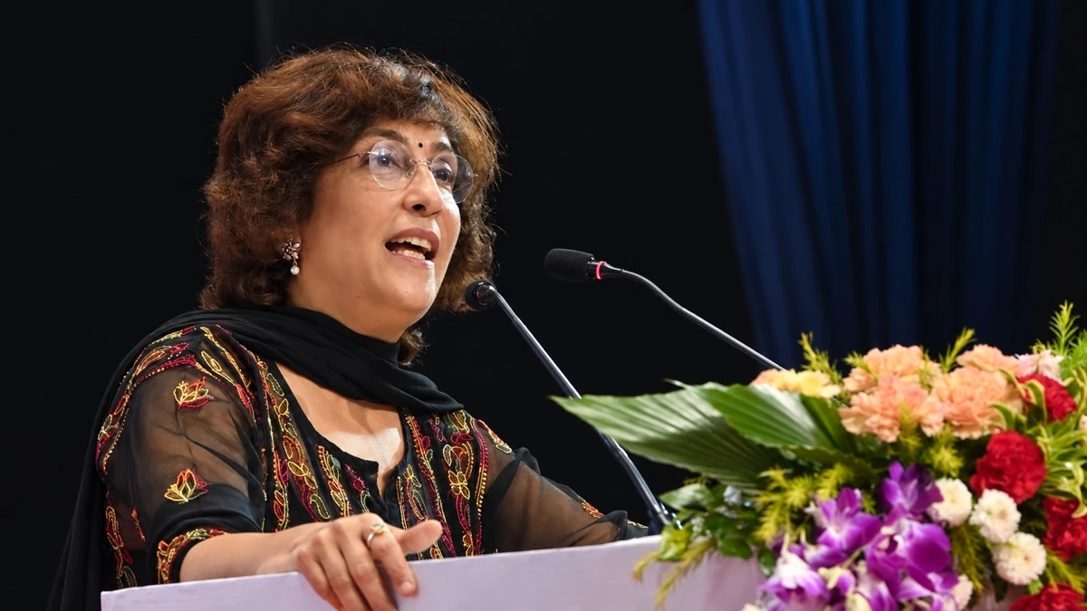 Seema Khanna, Director General (IT) of the Election Commission, speaking at an event