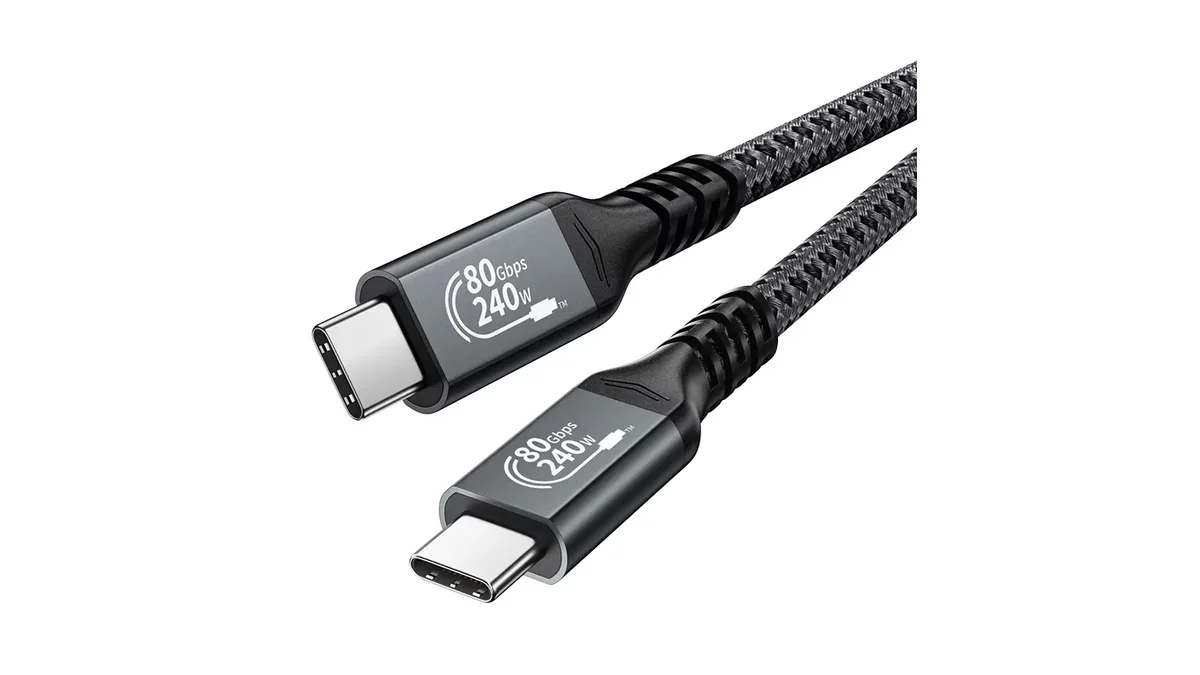 USB-C cable marked 80Gbps and 240W